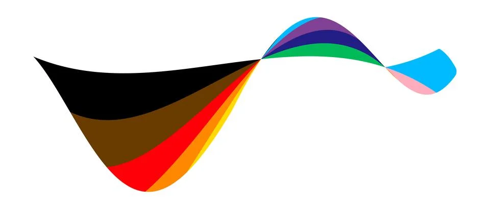 Pride wavy lines shape. Modern wave icon with LGBTQ pride flag colours. Stock Illustration