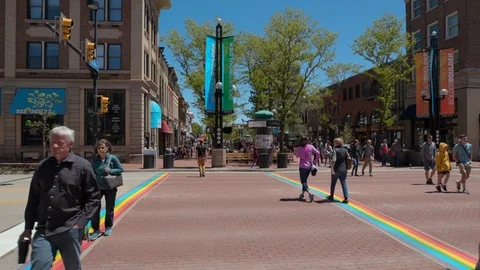 Pride Week Rainbow Painted Crosswalk - Equality, Diversity Justice #1 Stock Footage 108559219