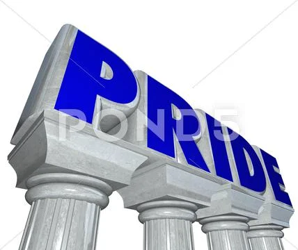 Pride word stone columns proud confident feeling emotion Stock Illustration