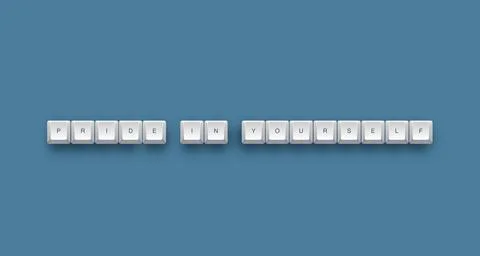 Pride in yourself text on a 3d keyboard button with shadow concept series 스톡 일러스트