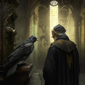 The priest and the crow Stock Illustration