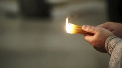 Priest with candles Stock Footage