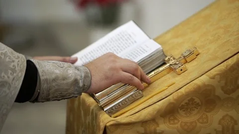 Priest in church Stock Footage