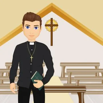 Priest in the church Stock Illustration