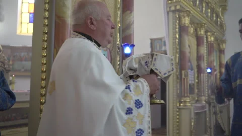 Priest with a cup of wine Stock Footage 277332383