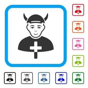 Priest Devil Framed Gladness Icon Illustration