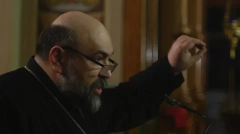 Priest Gives a Speech Holy Trinity Monastery Kiev Ukraine Dormition of a Mary Stock Footage 57998526