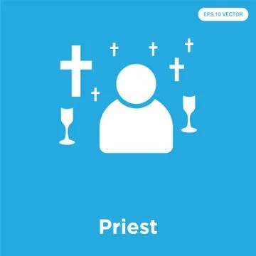 Priest icon isolated on blue background Free Stock Illustration