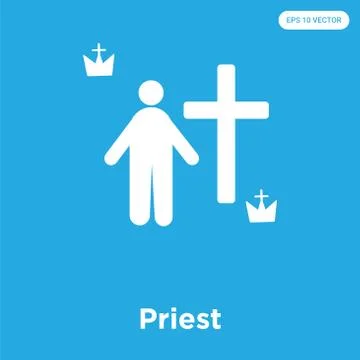Priest icon isolated on blue background Free Stock Illustration