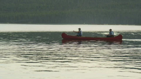 Priest Lake Evening Canoe 31 Stock Footage