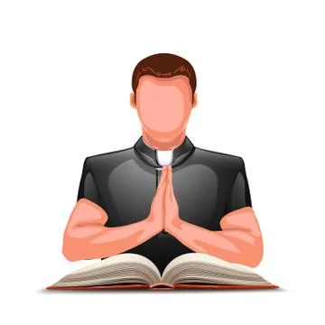 Priest praying with book Stock Illustration