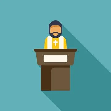 Priest preaching from a pulpit giving sermon at church Stock-Illustration