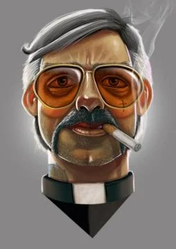 Priest with sunglasses and cigarette Stock Illustration