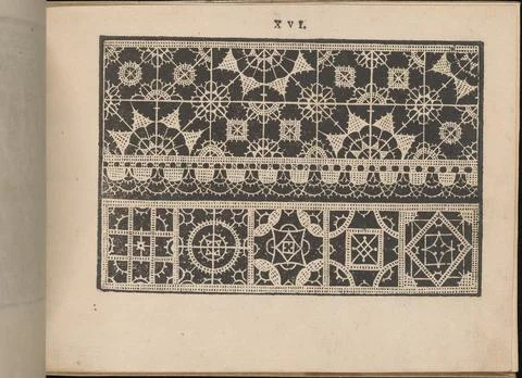 Prima Parte de' Fiori, e Disegni di varie sorti di Ricami Moderni, page 16 .. Stock Photos
