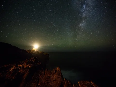Primal Earth Images Castlepoint Lighthouse Night 4k Stock Stock Footage 76981901