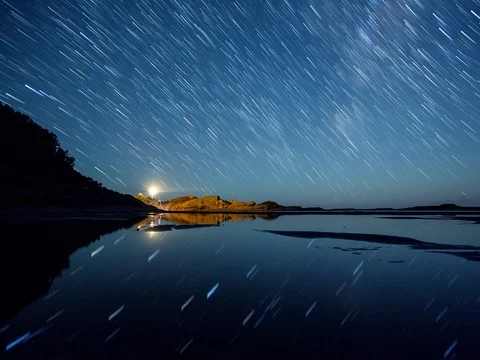 Primal Earth Images Castlepoint Star Trails Reflections 4k Stock Stock Footage