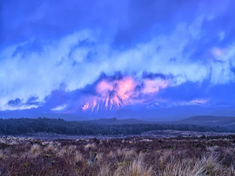 Primal Earth Images Sunrise Ngauruhoe 4k Stock Stock Footage