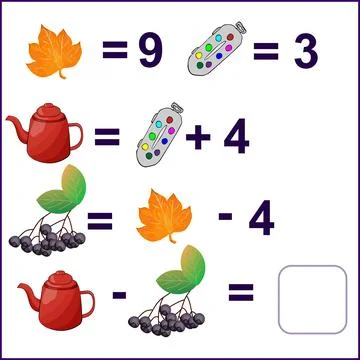Primary and further education. Math kids activity sheet Illustrazione stock