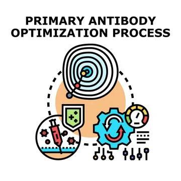 Primary antibody optimization process for scientific research Stock Illustration