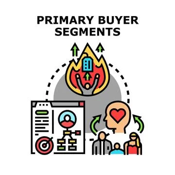 Primary buyer segments analysis identifying customer profiles Stock Illustration