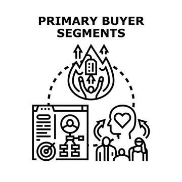 Primary buyer segments analysis identifying customer profiles 스톡 일러스트