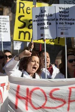 Primary care doctors on strike, Barcelona, Spain - 28 Nov 2018 Stock Photos