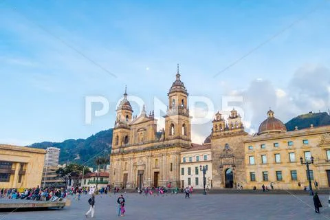 Primary Cathedral of Bogota, historic and religous landmark, located in Bolivar Stock Photos