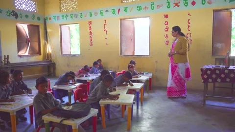 Primary Classroom with Children Learning Assam India Stock Footage 341460853