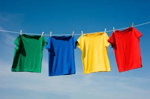 Primary colored t-shirts Stock Photos