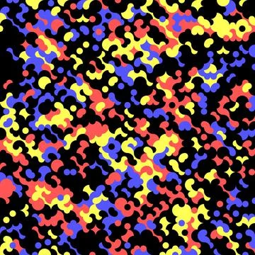 Primary Colors Abstract Blobs Background, Red, Yellow, Blue, and Black Stock Illustration