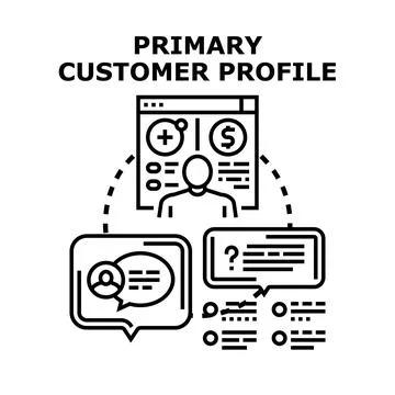Primary customer profile concept with data analysis Illustrazione stock
