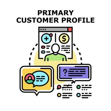 Primary customer profile concept with data analysis Illustrazione stock