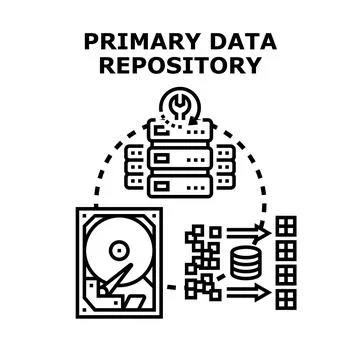 Primary data repository system for information storage Stock Illustration