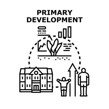 Primary development concept illustrating education growth and human progress Stock Illustration