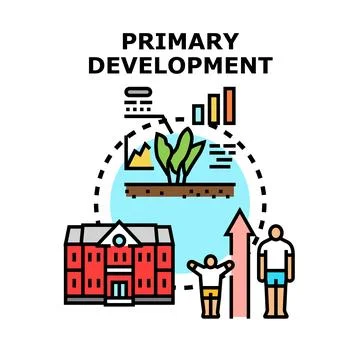 Primary development concept illustrating education growth and human progress Stock Illustration