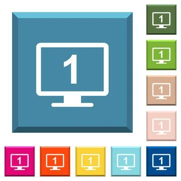 Primary display white icons on edged square buttons Stock Illustration