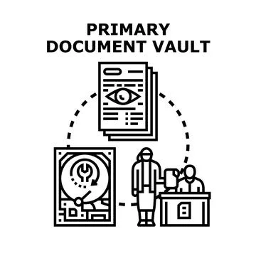 Primary document vault with data storage and client interaction Stock Illustration