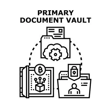 Primary document vault managing digital records security Stock Illustration