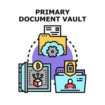 Primary document vault managing digital records security Illustrazione stock