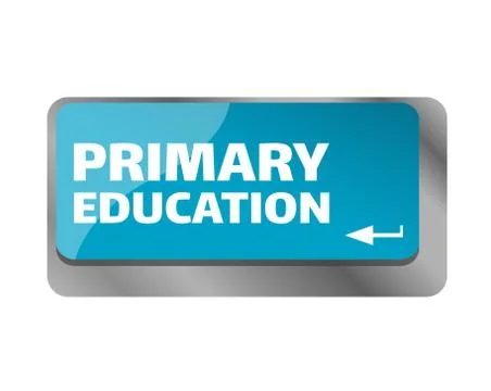 Primary education . Close up of keyboard, enter computer key. Stock Illustration