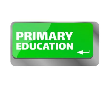 Primary education . Close up of keyboard, enter computer key. Stock Illustration