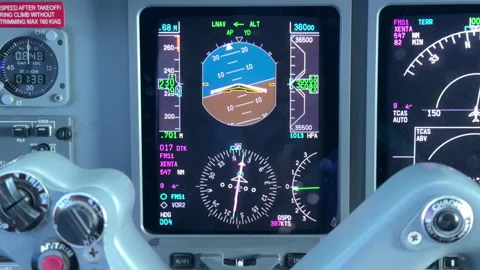 Primary Flight Display (PFD) In The Cockpit Of An Embraer ERJ Aircraft. - Stock Footage 338039353