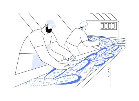 Primary food processing abstract concept vector illustration. Illustrazione stock