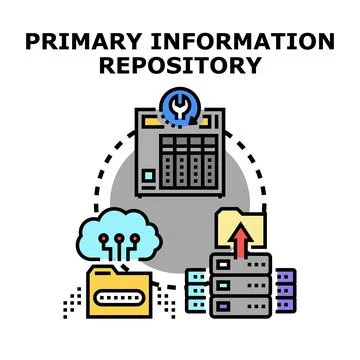 Primary information repository network and data storage Stock Illustration