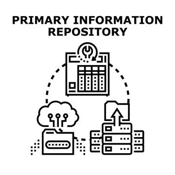 Primary information repository network and data storage Stock Illustration