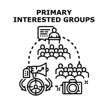 Primary interested groups engaging with communication and public relations Stock Illustration