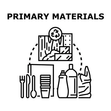 Primary materials for production with recycling process Stock Illustration