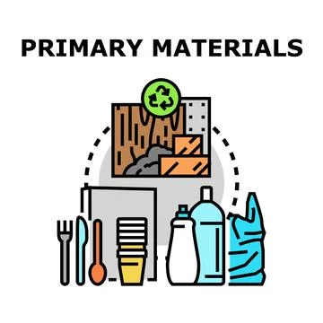 Primary materials for production with recycling process Stock Illustration