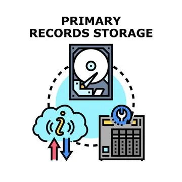 Primary records storage protecting digital information concept 스톡 일러스트