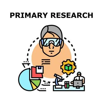 Primary research data analyzing experiment scientific icon Stock Illustration